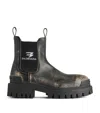 Balenciaga Strike Distressed Leather Chelsea Boots In Black