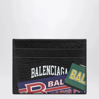 Balenciaga Bumper Stickers Leather Cardholder In Black