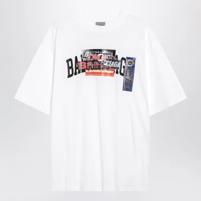 Balenciaga Bumper Stickers Medium-fit Cotton T-shirt In White