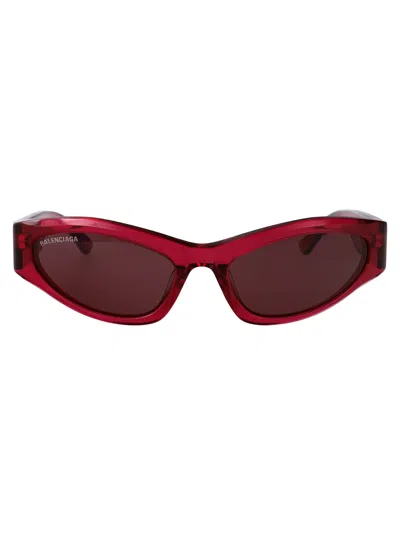 Balenciaga Burgundy-burgundy-violet Recycled Acetate Sunglasses In Red