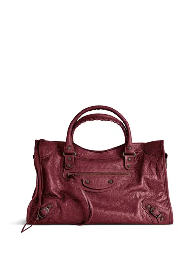 Balenciaga Burgundy Le City Medium Satchel In Red