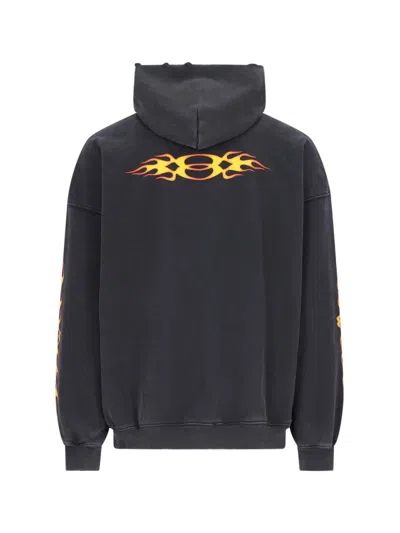 Balenciaga Burning Unity Arch Hoodie In Washed Out Black