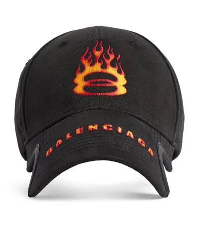 Balenciaga Burning Unity Baseball Cap In 1076 Black