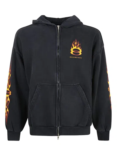 BALENCIAGA BALENCIAGA BURNING UNITY LOGO ZIPPED HOODIE