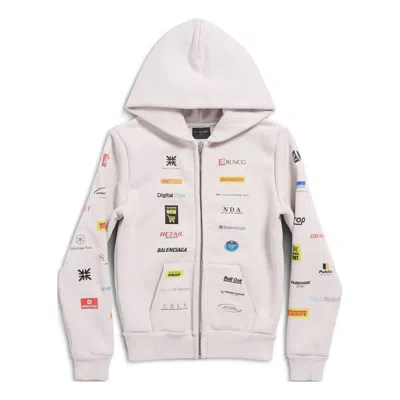 Balenciaga Business English Zip-up Hoodie 'off White'