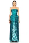 Balenciaga Hourglass Sequined Gown In Turquoise