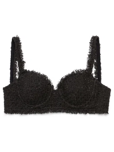 Balenciaga Bustier Tweed Cropped Top In Black