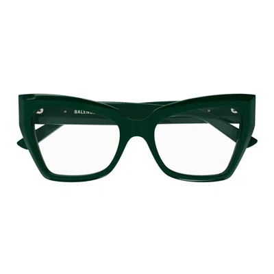 Balenciaga Butterfly Frame Glasses In 004 Green Green Transpare