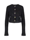 Balenciaga Crop Bouclé Cardigan In Black  