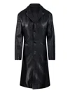 Balenciaga Button-fastening Leather Coat In Black