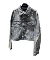 Balenciaga Button Long-sleeved Denim Coat In Gray