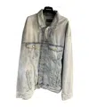 Balenciaga Button Long-sleeved Denim Coat In Gray