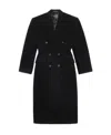 Balenciaga Cinched Double-breasted Wool Coat In Black