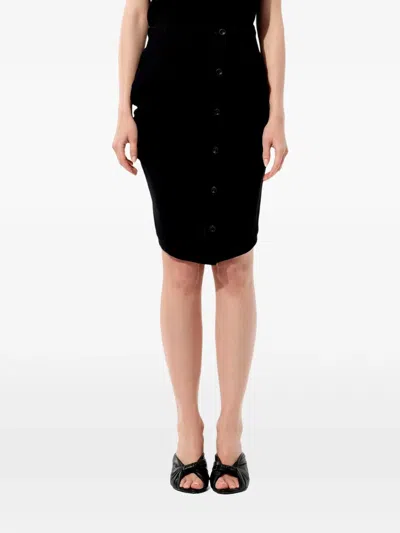 Balenciaga Button-down Pinstripe Skirt In Black