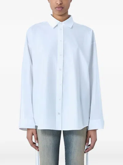 Balenciaga Button-down Poplin Shirt In Blue