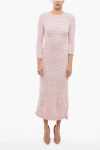 BALENCIAGA BUTTONED BACK TO FRONT WOOL BLEND TWEED DRESS