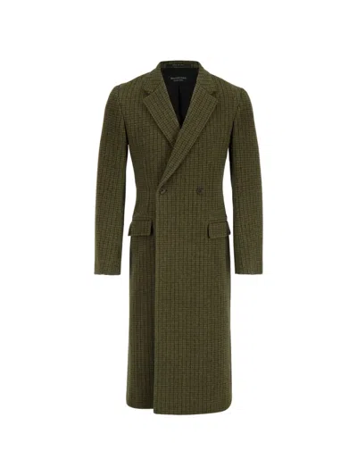 Balenciaga Buttoned Coat In Green