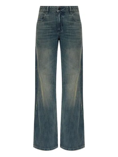 Balenciaga Wide Leg Jeans Featuring Belt Loops In Blue