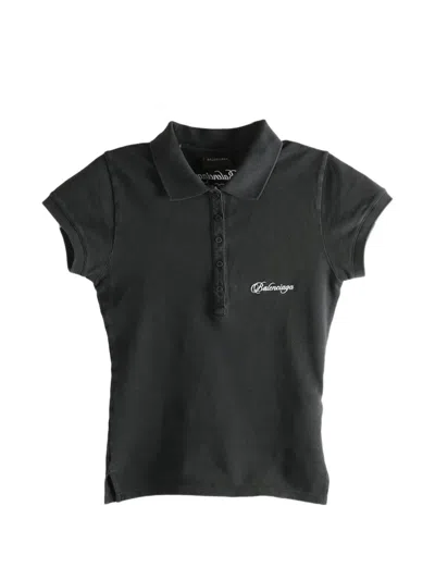 Balenciaga Buttoned Polo Top In Black