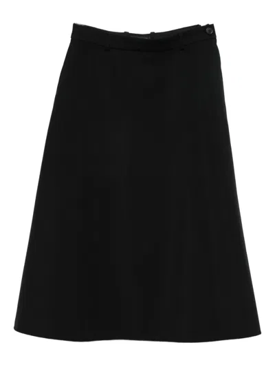 Balenciaga Buttoned Wool Skirt In Black