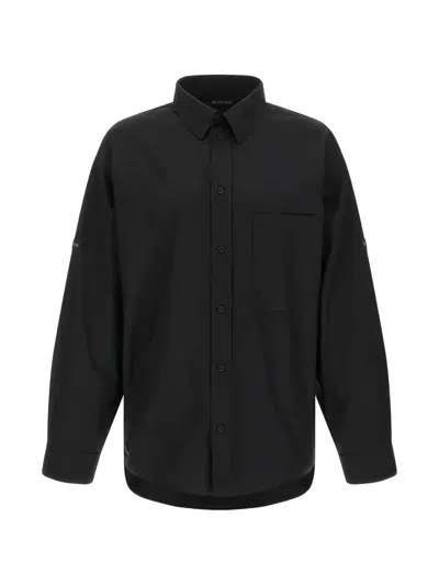 Balenciaga Button-fastening Cotton Shirt Jacket In Black