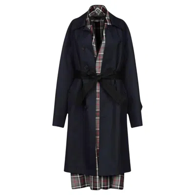 Pre-owned Balenciaga By Demna Gvasalia Resort 2019 Layered Oversized Navy Trench Coat In Blue