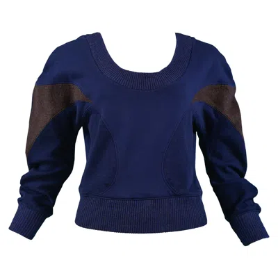 Pre-owned Balenciaga By Nicolas Ghesquiere Blue & Brown Inset Panel Sweatshirt 2003