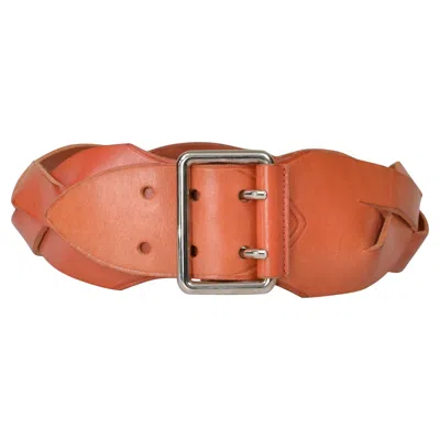 Pre-owned Balenciaga By Nicolas Ghesquiere Orange Leather Braided Belt