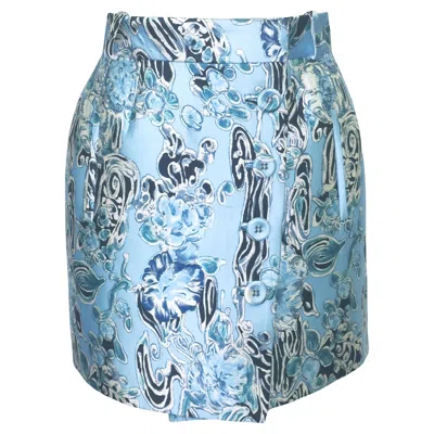 Pre-owned Balenciaga By Nicolas Ghesquière Ss 2008 Sculpted Bonded Neoprene Mini Skirt In Blue