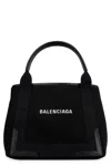 Balenciaga Navy Cabas Small Canvas Tote Bag In Black