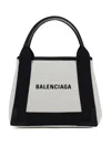 Balenciaga Woman Two-tone Canvas Small Cobas Navy Handbag In Natural/black