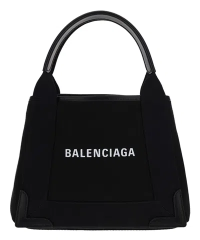 Balenciaga Cabas Navy Xs Handbag In Black