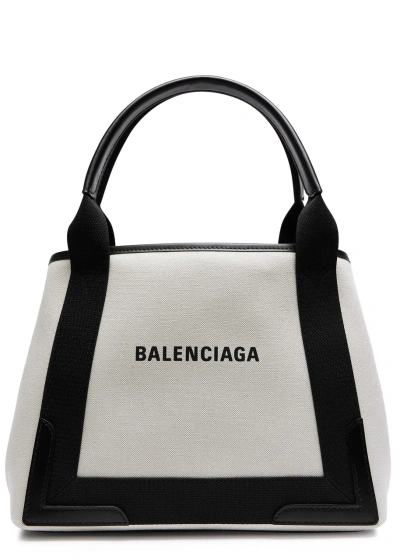 Balenciaga Cabas Small Canvas Tote Bag In Natural,black
