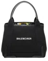 Balenciaga Navy Cabas Small Canvas Tote Bag In Black