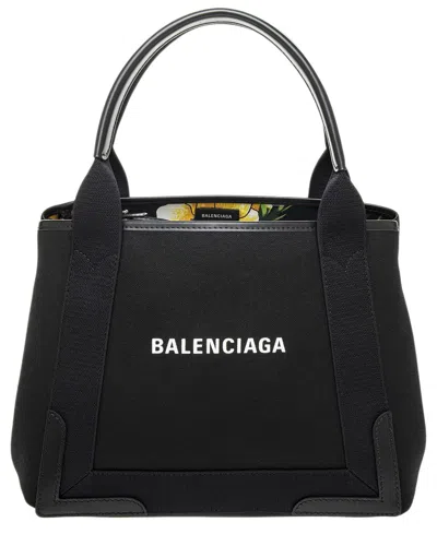 BALENCIAGA BALENCIAGA CABAS SMALL LEATHER & CANVAS TOTE