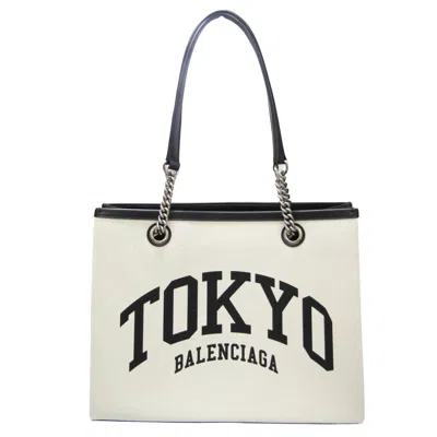 Pre-owned Balenciaga Cabas White Canvas Tote Bag ()