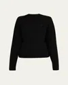 Balenciaga Cable Knit Logo Crew Neck Sweater In Black