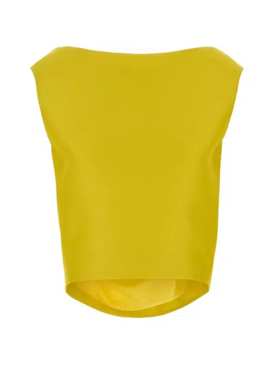 Balenciaga Cady Sleeveless Blouse In Yellow