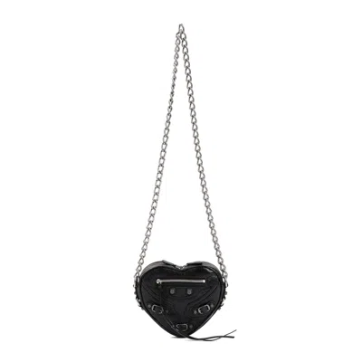 Balenciaga Cag Heart Mini Handbag In Black