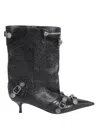 Balenciaga Cagole 50 Mid-calf Boots In Nappa Leather In Black/silver