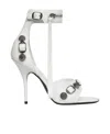 Balenciaga White Cagole Sandals With Studs In Brown