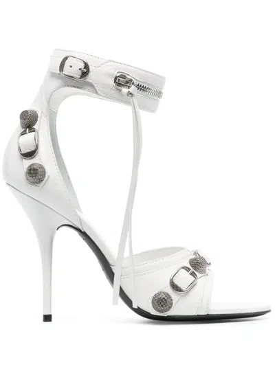 Balenciaga White Cagole Sandals With Studs