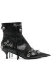 Balenciaga Pointed Toe Ankle Boots With Buckles And Studs In Black
