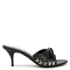 Balenciaga Open Toe Cagole Mules With Lace-up Design 6cm In Black