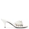 Balenciaga Open Toe Cagole Mules With Lace-up Design 6cm In White