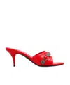 Balenciaga Cagole Lambskin Buckle Slide Sandals In Red