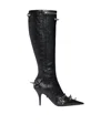 Balenciaga Cagole Leather Pointy-toe Boots In Black