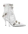 Balenciaga Cagole 90mm Metallic Ankle Boots In White