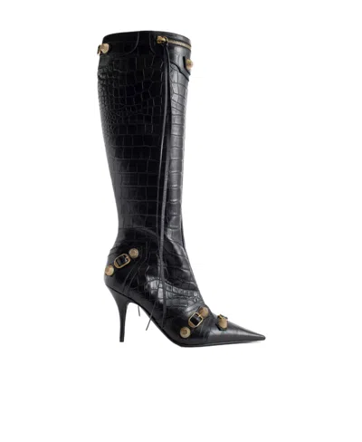 Balenciaga Cagole 90mm Pointed-toe Boots In Black