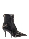 Balenciaga 'cagole' Black Pointed Bootie With Studs And Buckles In Leather Woman In Multicolor
